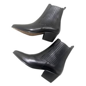 Sandro Paris Amelya Heeled Booties Black Leather, size 35 (4.5-5) Brand New